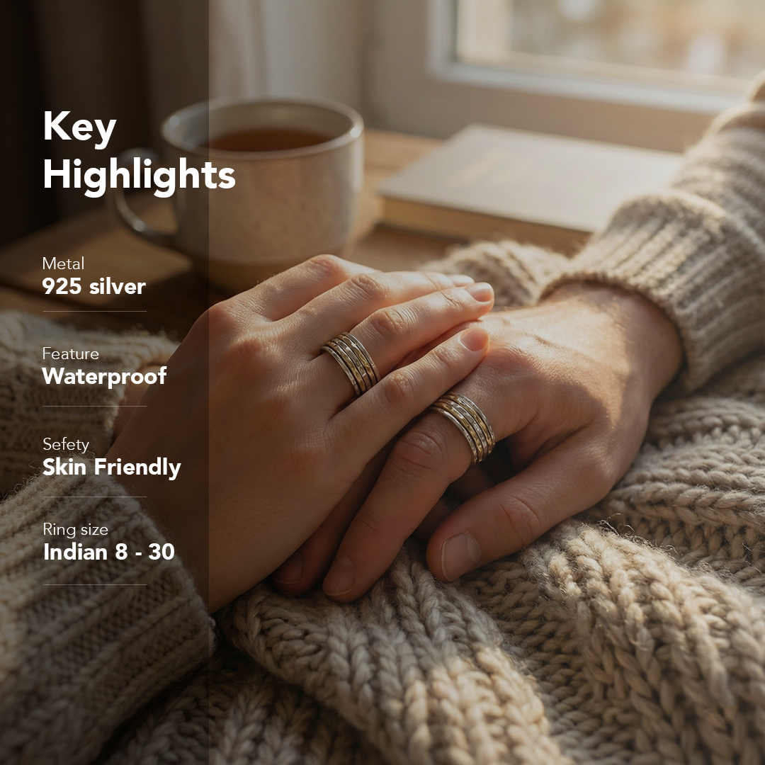 Pentastripe Fluid | 925 Silver Couple Ring