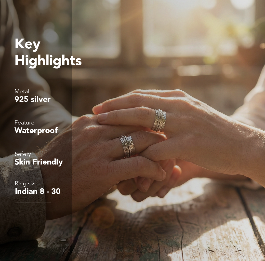 Two Silver Bead Fluid | 925 Silver Couple Ring