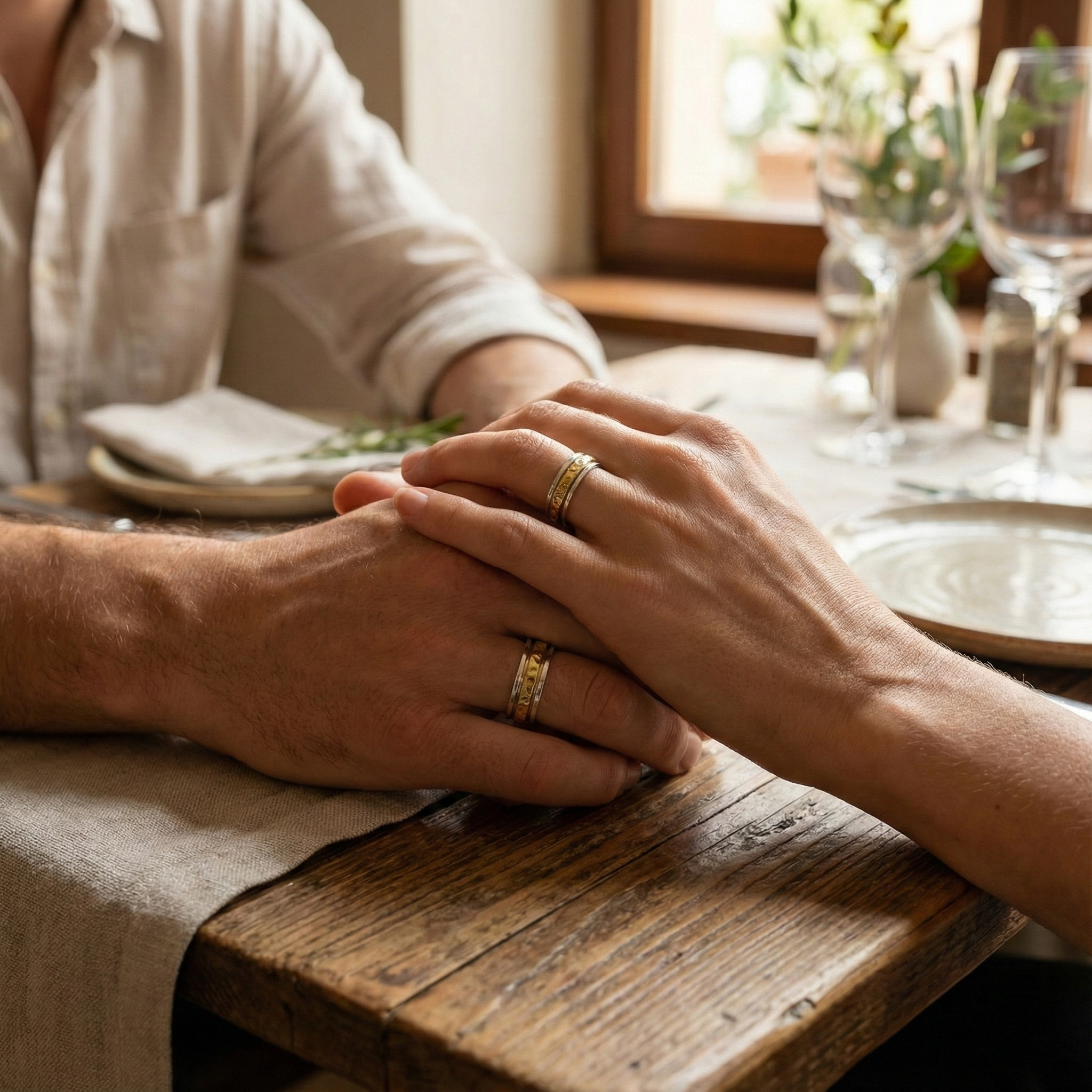 Spiral Gold in Border Fluid | 925 Silver Couple Ring