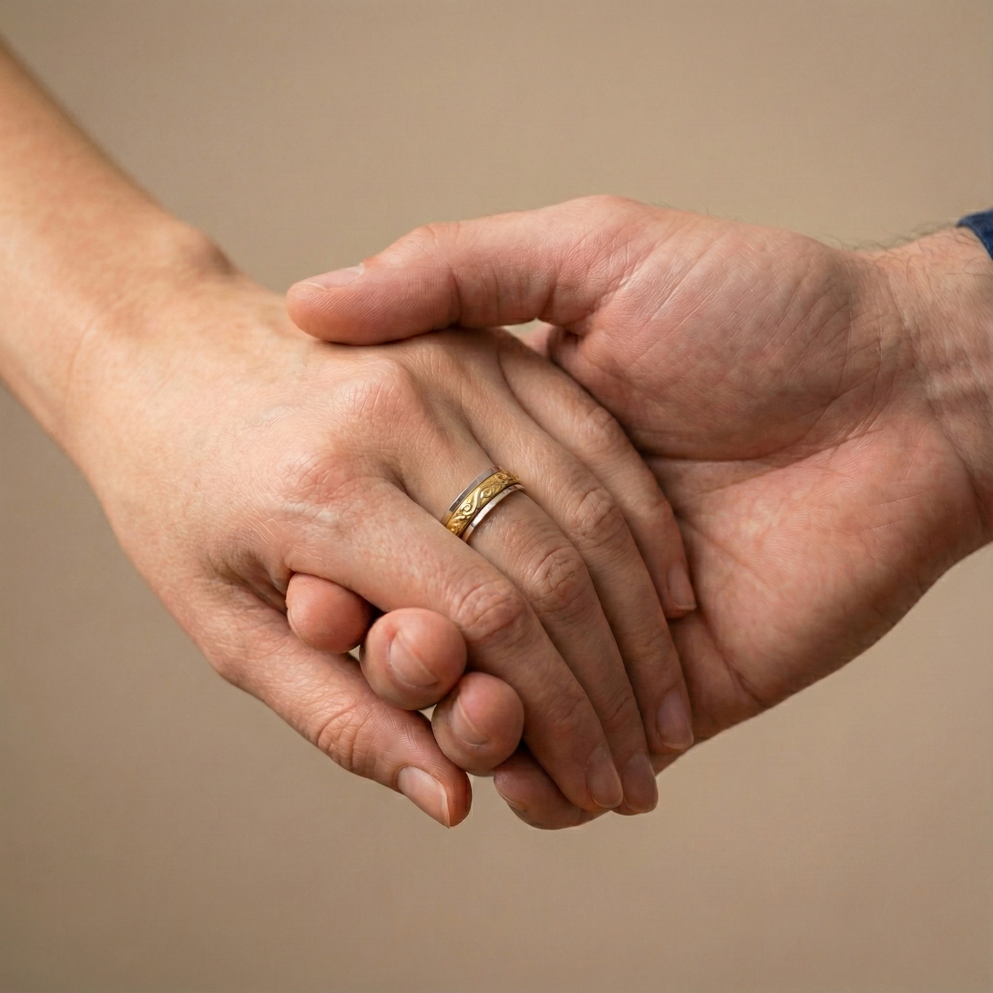 Golden X Fluid | 925 Silver Couple Ring