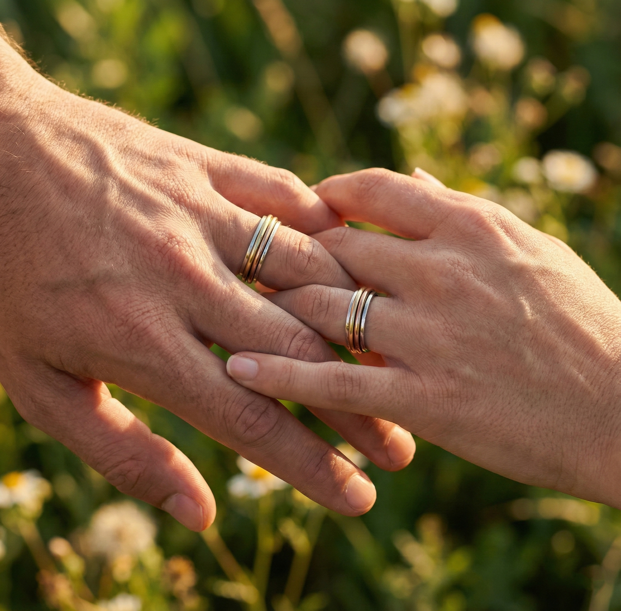 Quadristripe Thin Fluid | 925 Silver Couple Ring