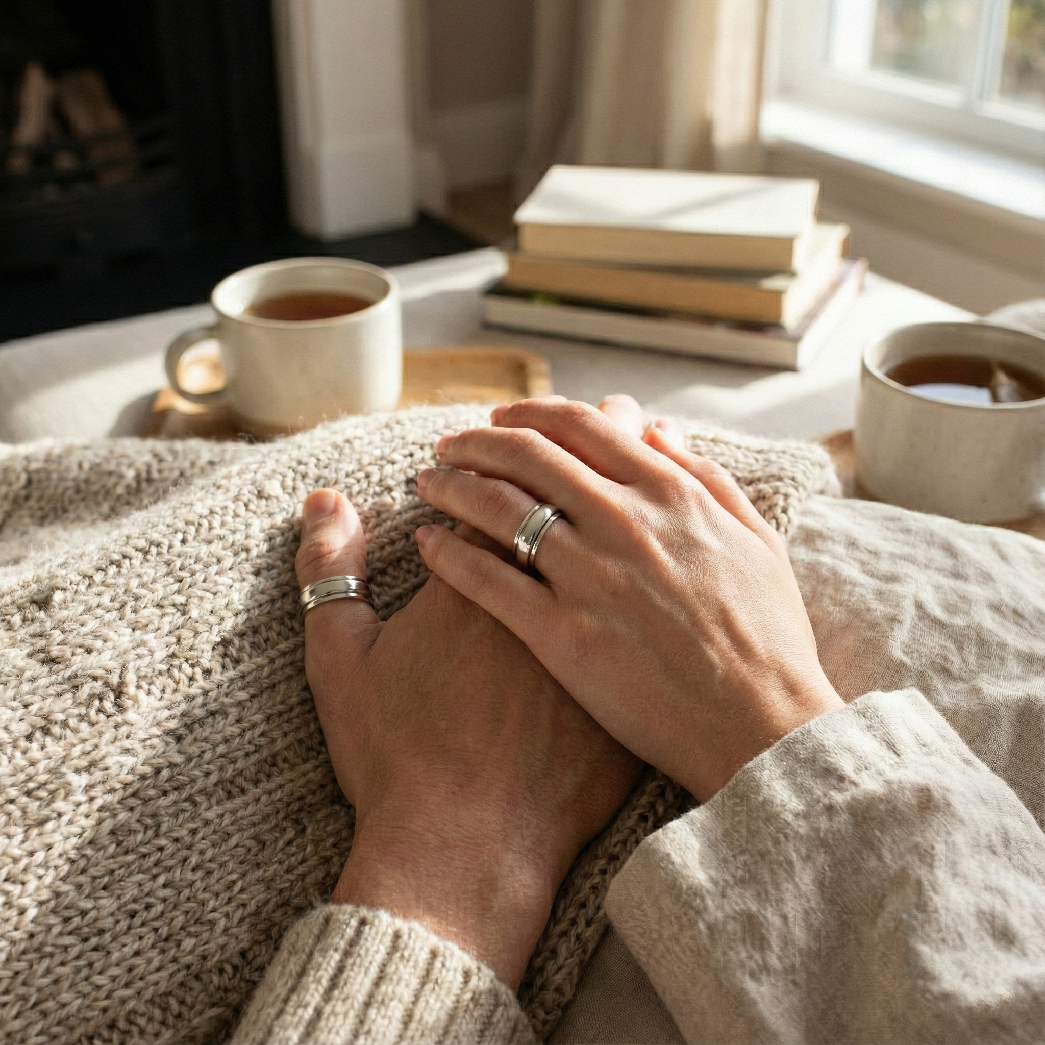 Plain Band Fluid | 925 Silver Couple Ring