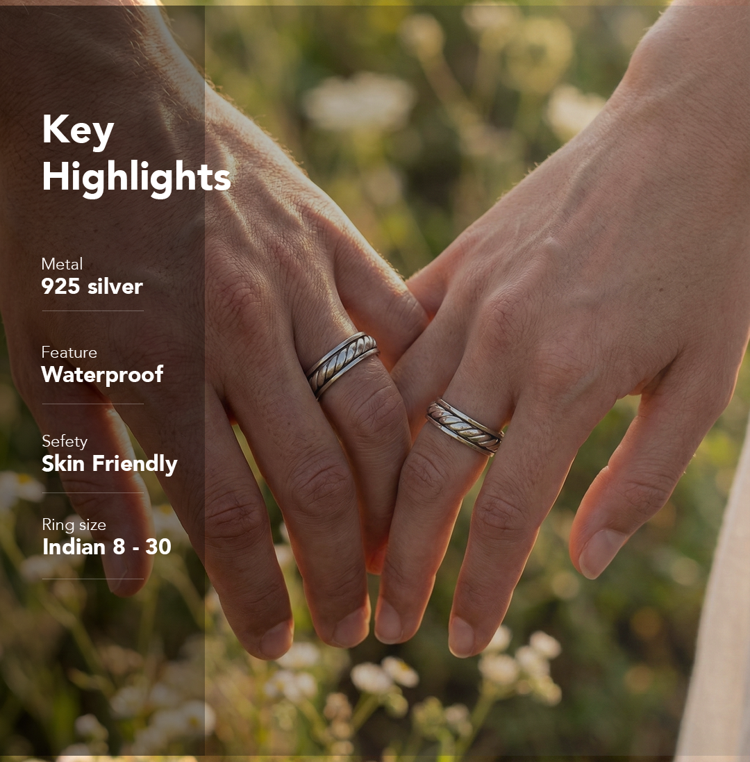 Rope Fluid | 925 Silver Couple Ring