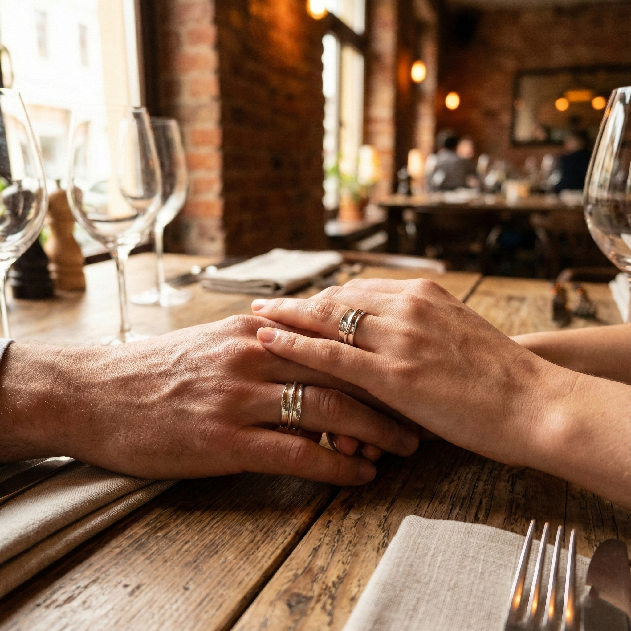 Square Fluid | 925 Silver Couple Ring