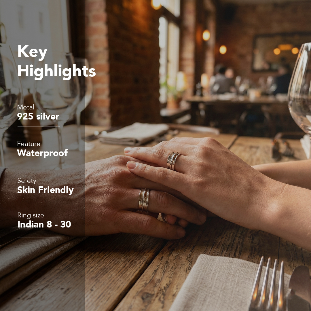 Square Fluid | 925 Silver Couple Ring