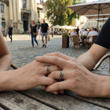 Tricolour Braid Fluid | 925 Silver Couple Ring