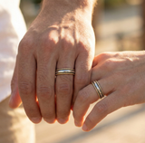 Twisted Gold Border Fluid | 925 Silver Couple Ring