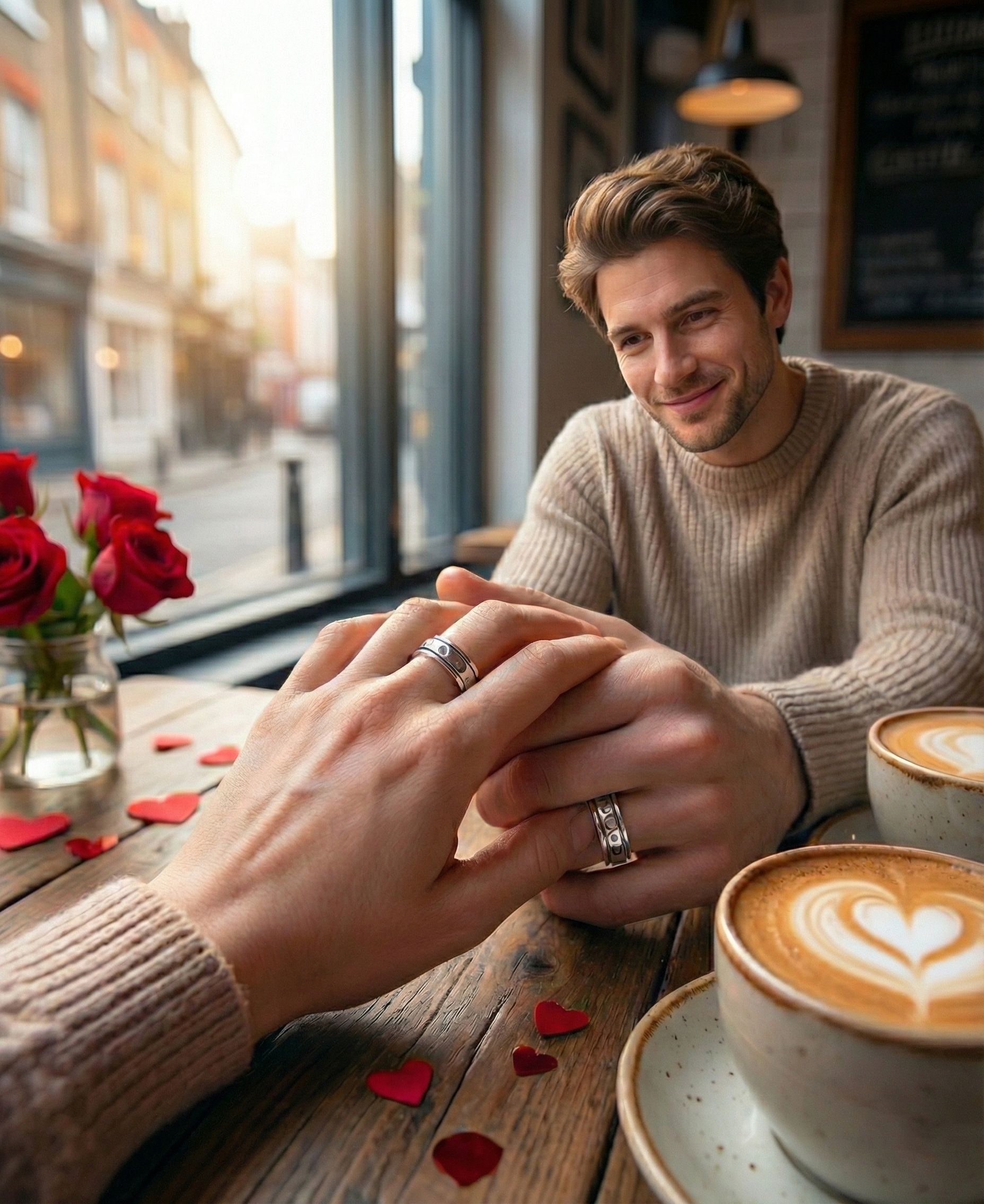 Hammered Band Fluid | 925 Silver Couple Ring