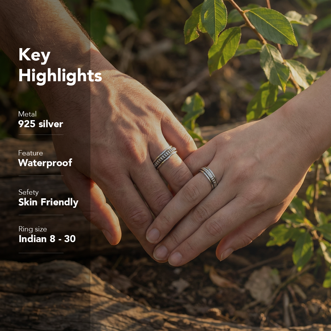 Notch Fluid | 925 Silver Couple Ring