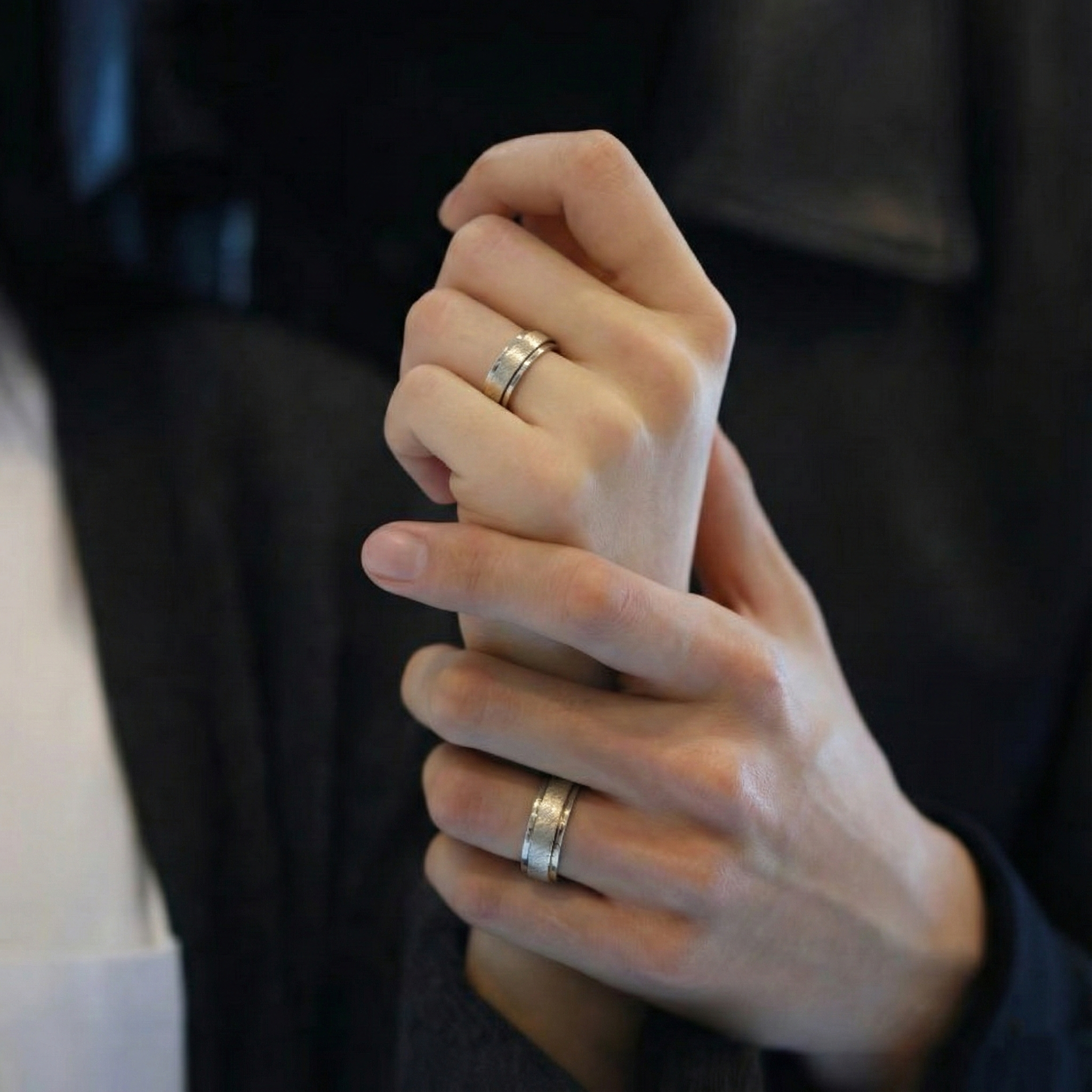 Brushed Fluid | 925 Silver Couple Ring