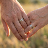Gold Cascade Braid Fluid | 925 Silver Couple Ring