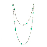 Onyx & Amazonite Long Gemstone Necklace | 925 Silver for Woman
