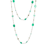Onyx & Amazonite Long Gemstone Necklace | 925 Silver for Woman
