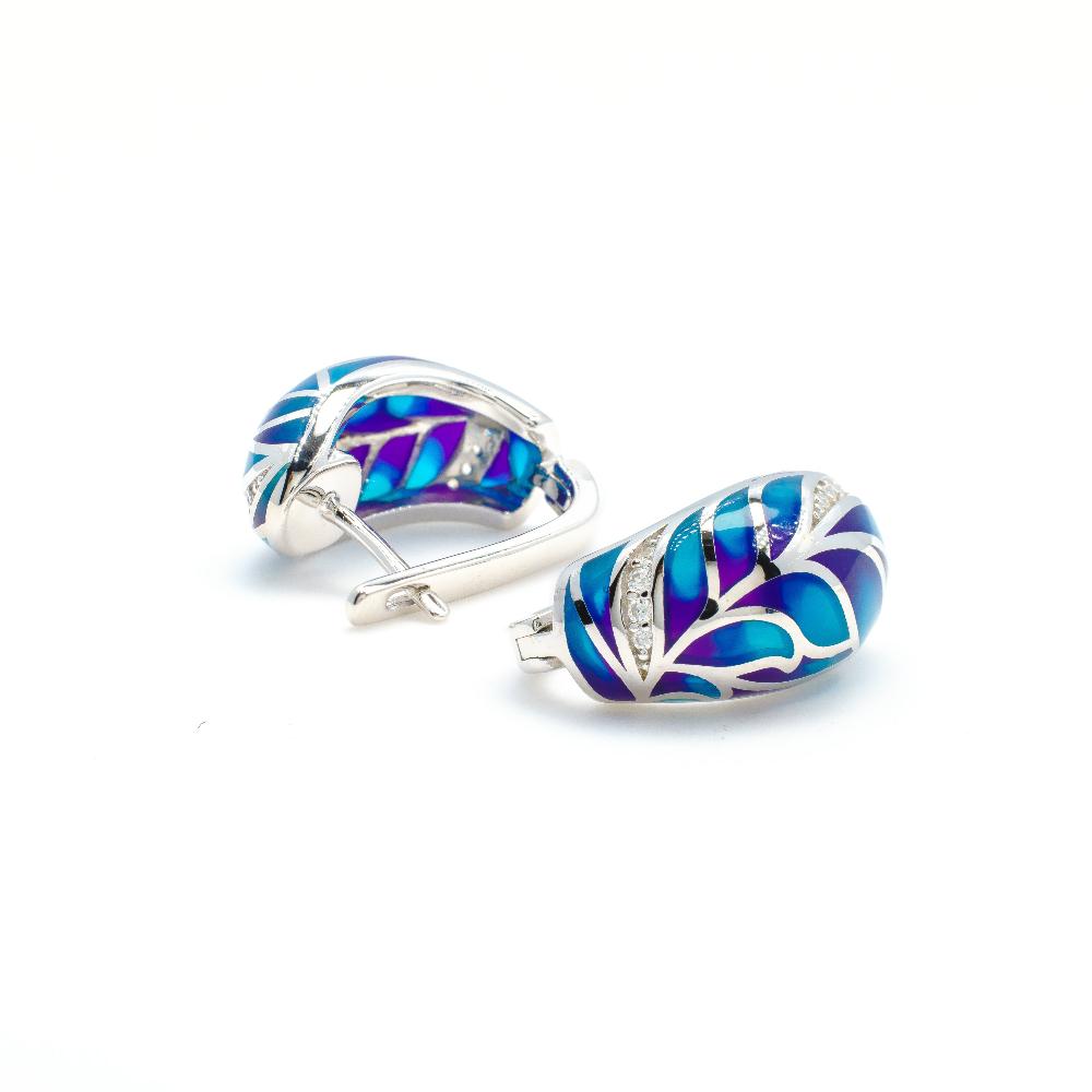 Silver earring, silver earring for women, Beautiful Silver earring, Oprata earrings, colorful hoops, 3d earring