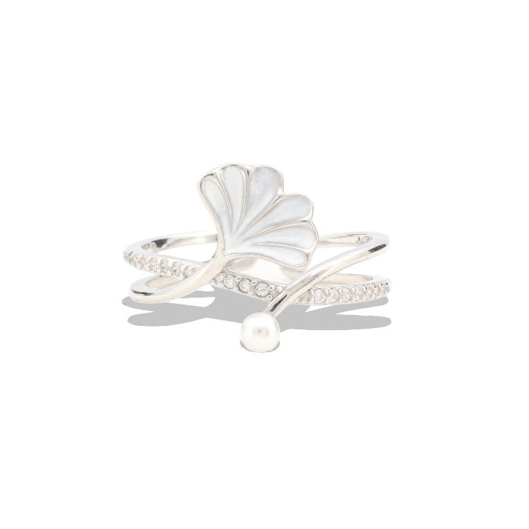 Silver ring, Silver ring for woman, Beautiful Silver ring, Oprata ring, flower ring, Nature ring, Pearl ring