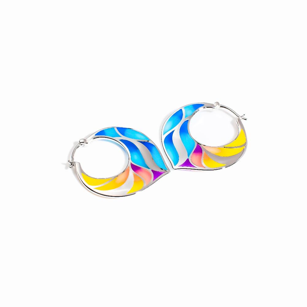 Silver earring, silver earring for women, Beautiful Silver earring, Oprata earrings, colorful hoops, 3d earring