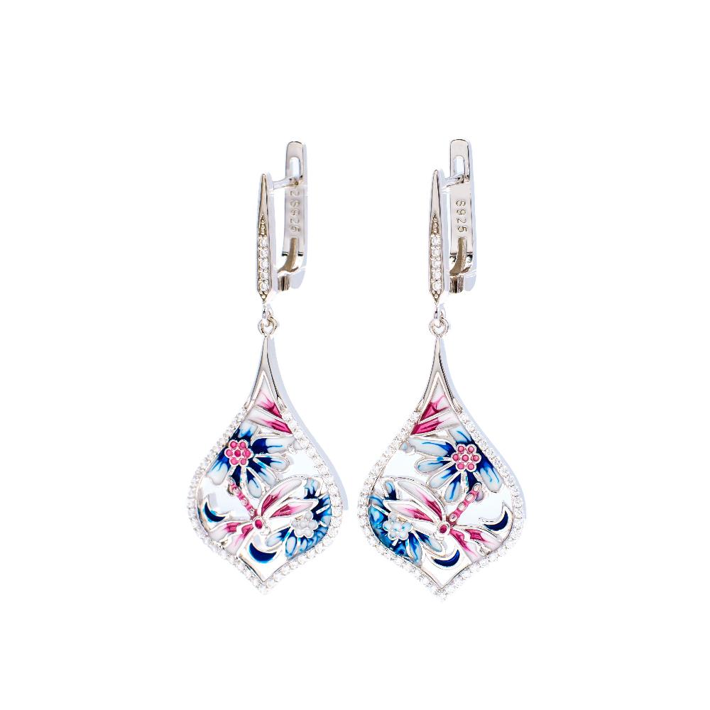 Silver earring, silver earring for women, Beautiful Silver earring, Oprata earrings, colorful earring, 3d earring