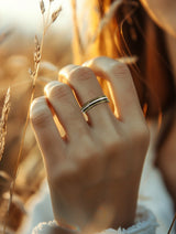 Twisted Gold Border Fluid Ring | Hallmark 925 Silver