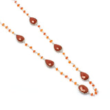 Red Jasper Long Gemstone Necklace | 925 Silver for Woman