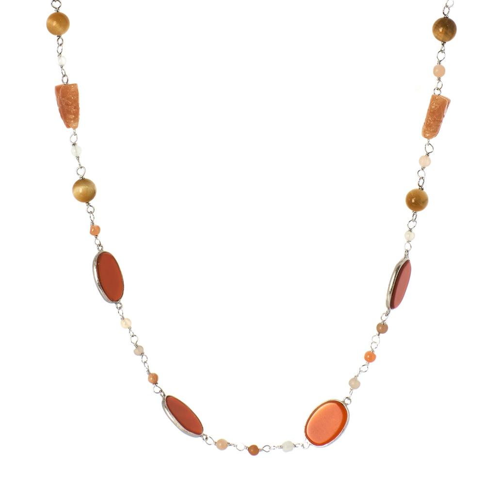Onyx & Aventurine Gemstone Necklace | 925 Silver for Woman