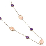 
Rose Quartz & Amethyst Gemstone Necklace | 925 Silver for Woman
