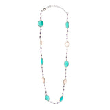 
Rose Quartz & Chalcedony Gemstone Necklace | 925 Silver for Woman
