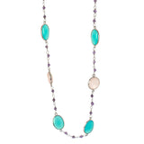 
Rose Quartz & Chalcedony Gemstone Necklace | 925 Silver for Woman
