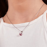 Pink Diamond cube in a Chain | 925 Silver Necklace for Women