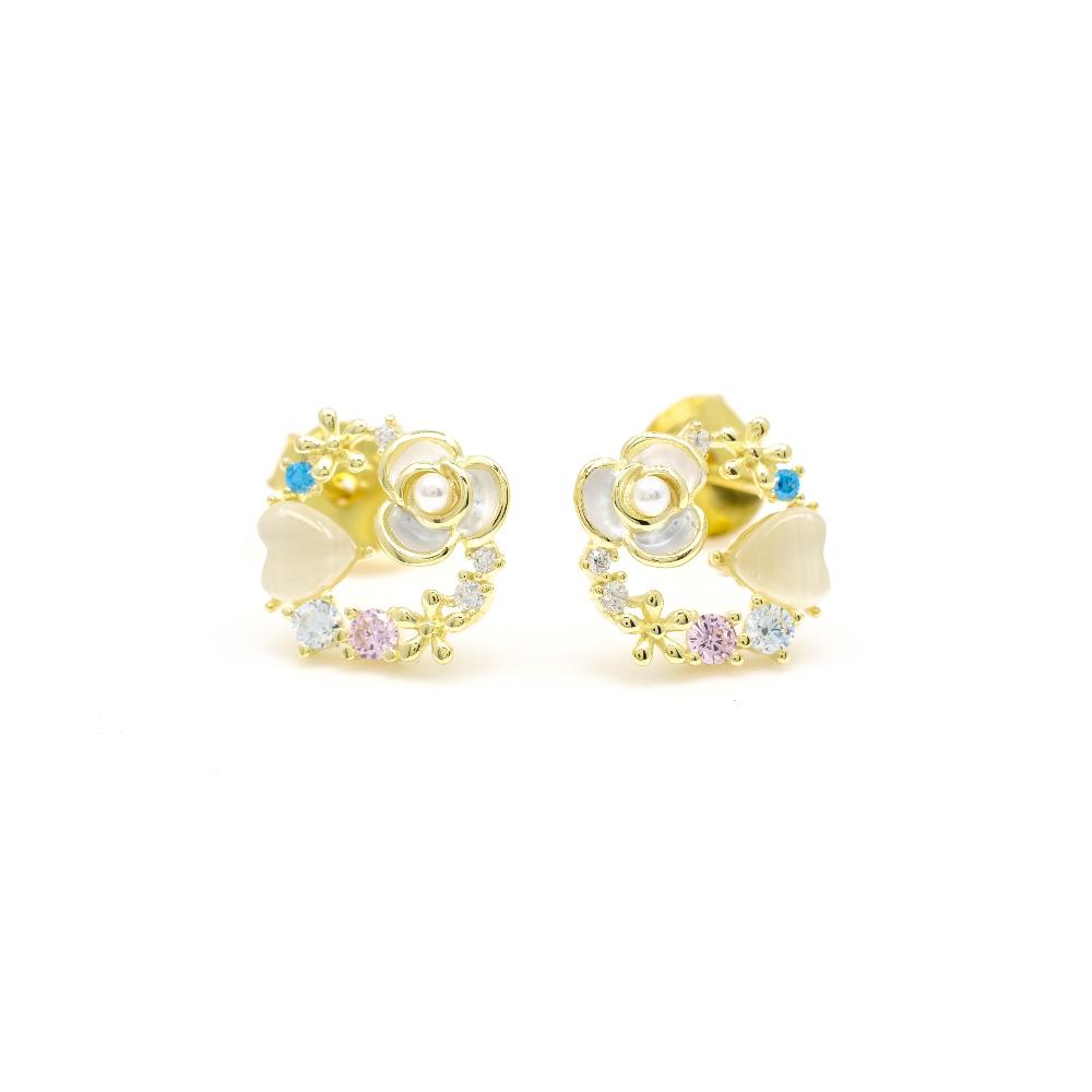 Silver earring, Silver earring for woman, Beautiful Silver earring, Oprata earring, flower earring, Nature earring, Pearl earrings
