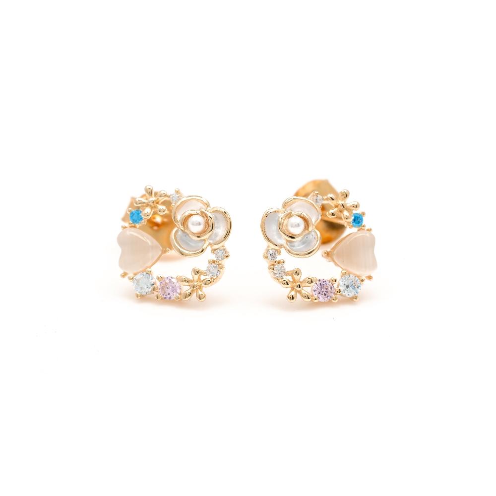 Silver earring, Silver earring for woman, Beautiful Silver earring, Oprata earring, flower earring, Nature earring, Pearl earrings
