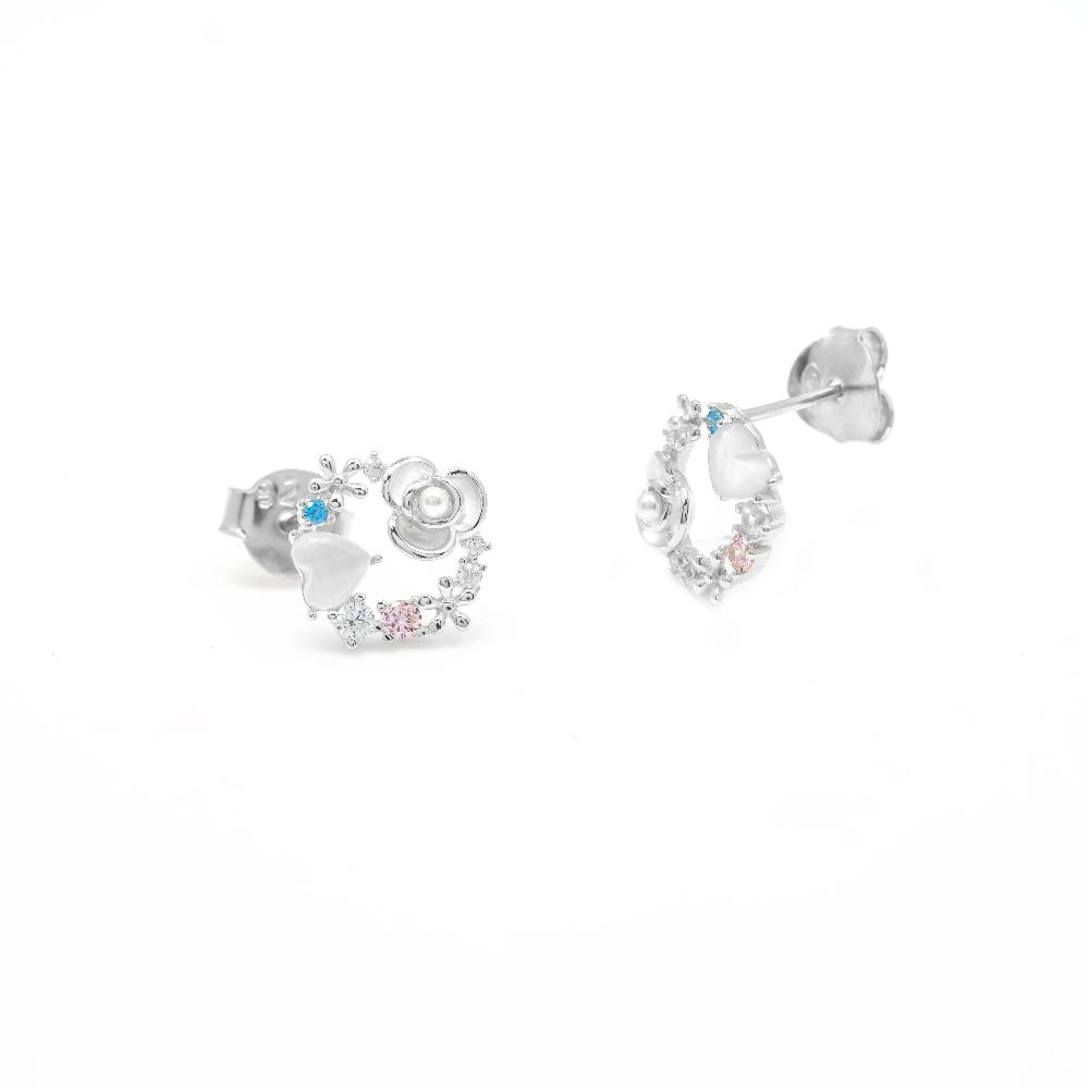 Silver earring, Silver earring for woman, Beautiful Silver earring, Oprata earring, flower earring, Nature earring, Pearl earrings
