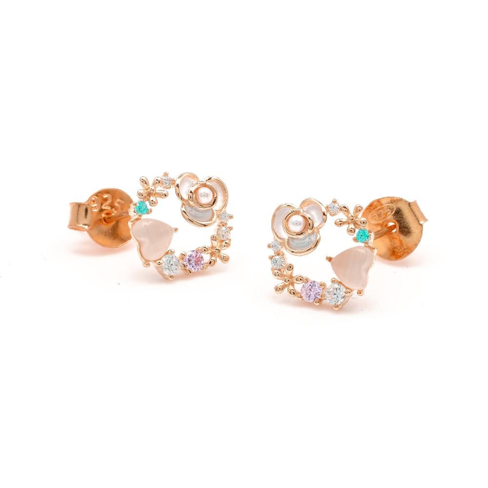 Silver earring, Silver earring for woman, Beautiful Silver earring, Oprata earring, flower earring, Nature earring, Pearl earrings
