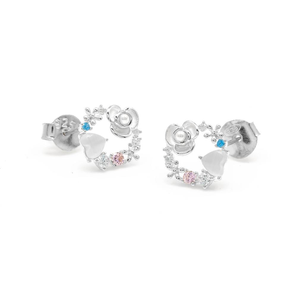Silver earring, Silver earring for woman, Beautiful Silver earring, Oprata earring, flower earring, Nature earring, Pearl earrings
