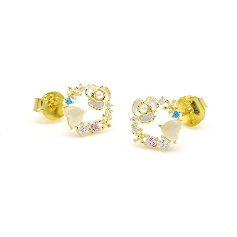 Silver earring, Silver earring for woman, Beautiful Silver earring, Oprata earring, flower earring, Nature earring, Pearl earrings
