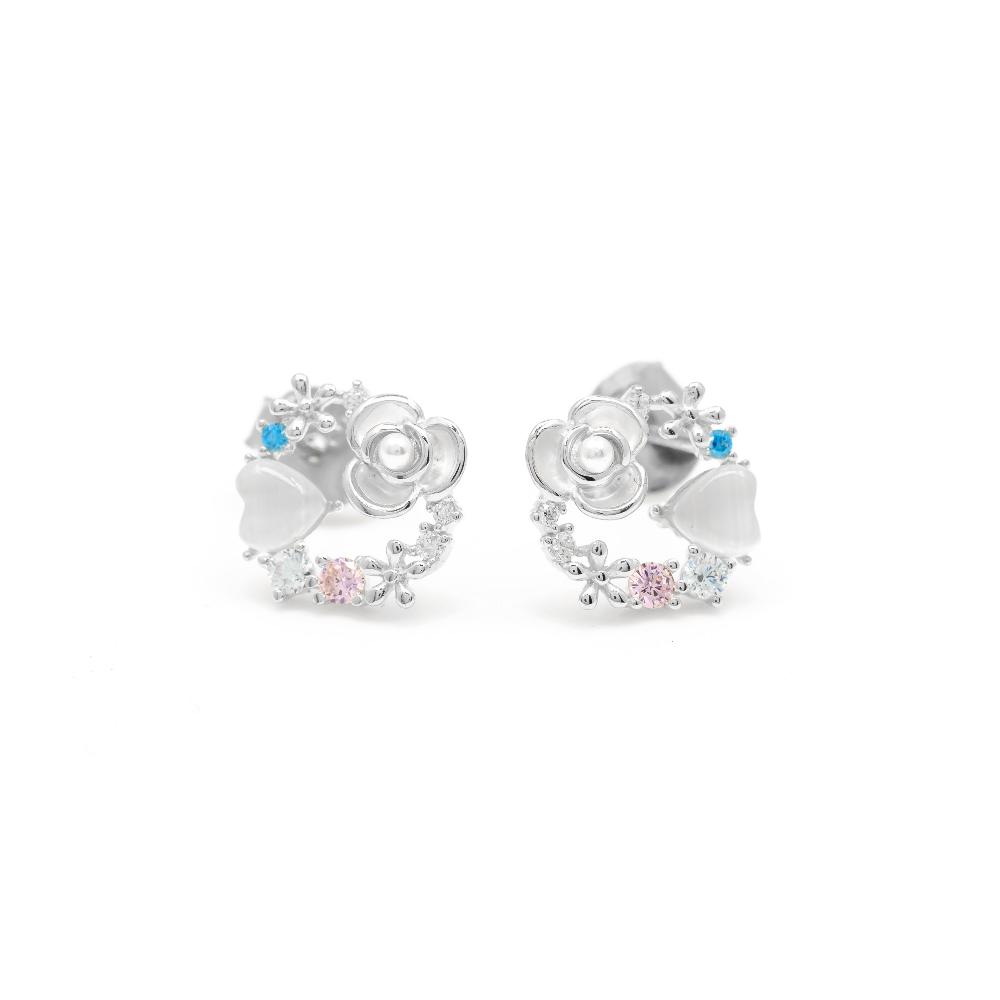 Silver earring, Silver earring for woman, Beautiful Silver earring, Oprata earring, flower earring, Nature earring, Pearl earrings
