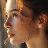 Silver earring, Silver earring for woman, Beautiful Silver earring, Oprata earring, flower earring, Nature earring, Pearl earrings