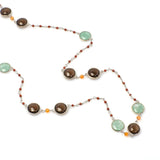 
Smoky Quartz & Aventurine Gemstone Necklace | 925 Silver for Woman
