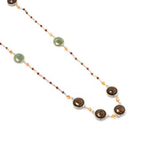 
Smoky Quartz & Aventurine Long Gemstone Necklace | 925 Silver for Woman
