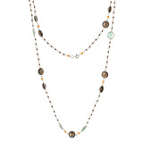 
Smoky Quartz & Aventurine Long Gemstone Necklace | 925 Silver for Woman
