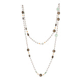 
Smoky Quartz & Aventurine Long Gemstone Necklace | 925 Silver for Woman
