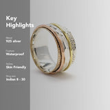 
  Buy Textured Tristripe Fluid | 925 Silver Ring for Women & Men - FLUID RINGS Online In India
