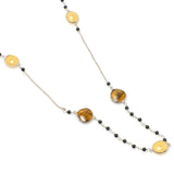 
Tiger Eye Black Onyx Mango Jasper Gemstone Necklace | 925 Silver for Woman
