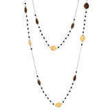 Tiger's eye & Mango Jasper Long Gemstone Necklace | 925 Silver for Woman