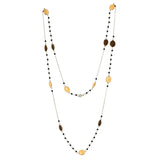 Tiger's eye & Mango Jasper Long Gemstone Necklace | 925 Silver for Woman