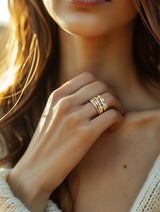 Two Gold & Silver Fluid Ring | Hallmark 925 Silver