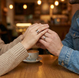 
  Buy Coloured Pentastripe Fluid | 925 silver Couple rings - COUPLE BANDS Online In India
