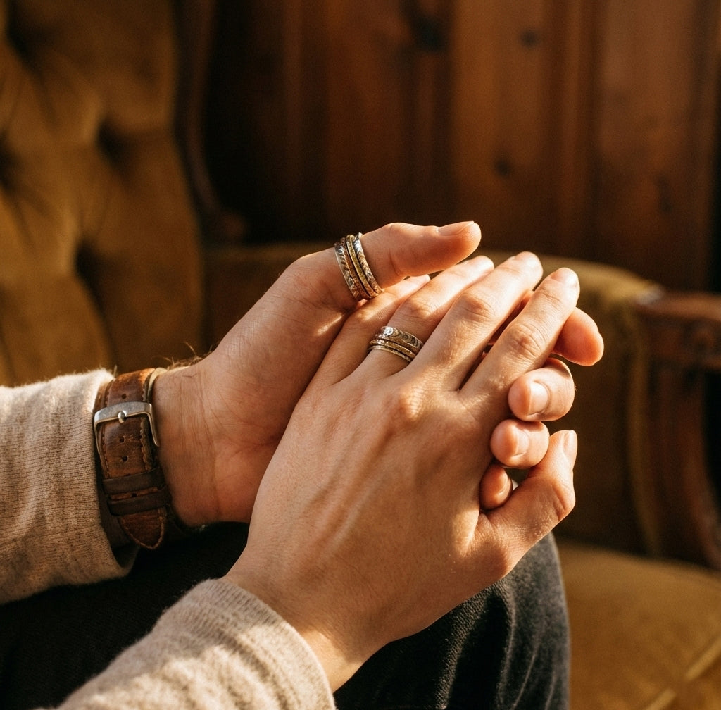 Colored Rolo Fluid | 925 Silver Couple Ring