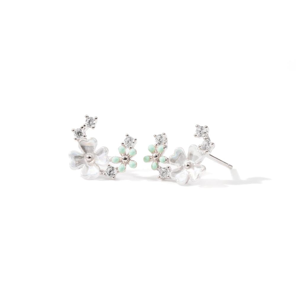 Silver earring, Silver earring for woman, Beautiful Silver earring, Oprata earring, flower earring, Nature earring, Pearl earrings
