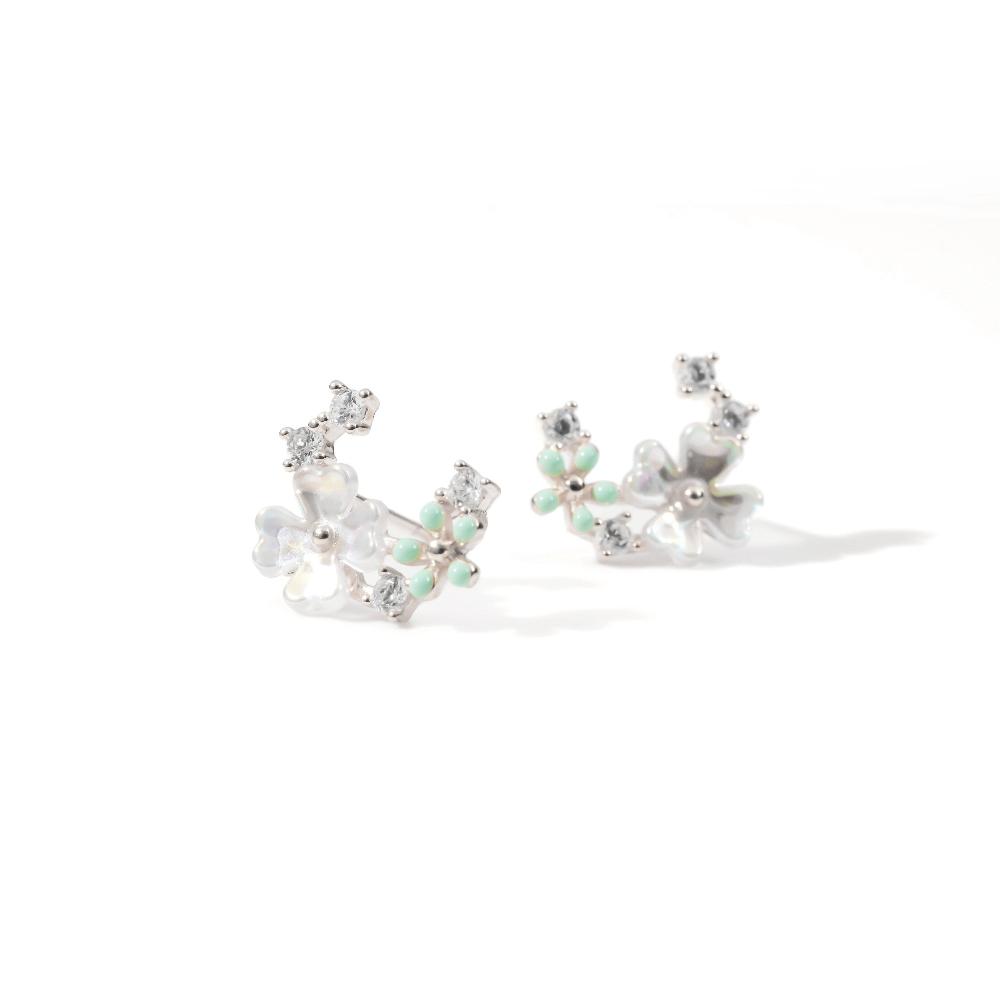 Silver earring, Silver earring for woman, Beautiful Silver earring, Oprata earring, flower earring, Nature earring, Pearl earrings
