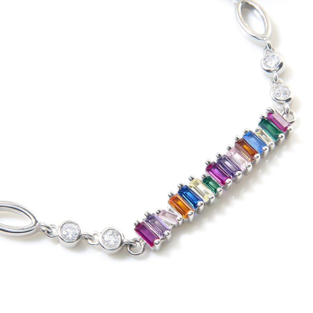 Rainbow Random Ladder | 925 Silver Chain bracelets for Women